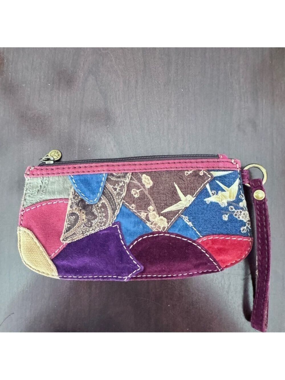 Lucky Brand Boho Multicolor Patchwork Wristlet Clutch Purse
